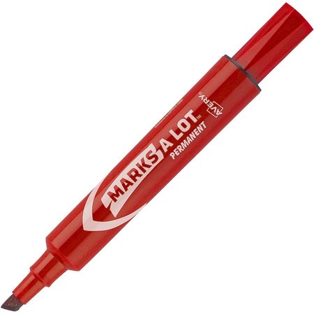 AVERY Markers, Permanent Ink, 3/16"Chisel Point, 12/DZ, Red Ink PK AVE07887
